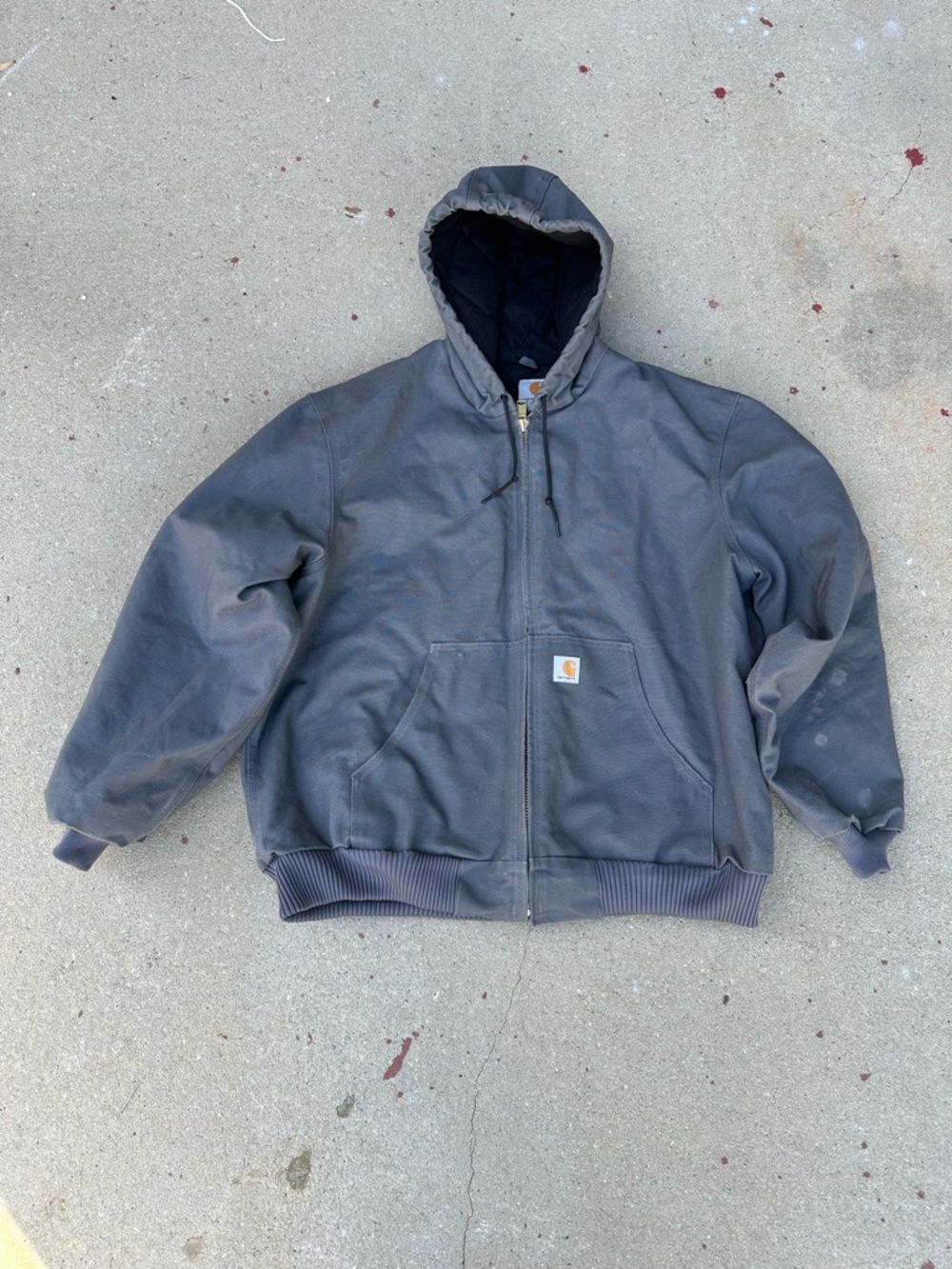 Vintage Y2K Carhartt J140 GVL Gray Hooded Detroit Jacket Distressed Men XL